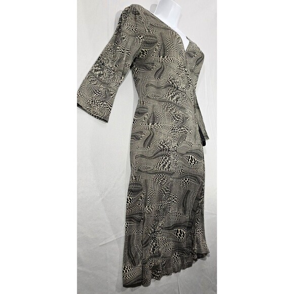 VTG Express Womens Wrap Dress Modal Knit 90s Y2K Fairy Grunge Animal Print Small - Picture 7 of 13